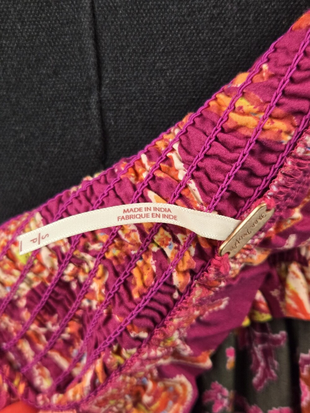 Free People Bluebell Maxi Dress  Magenta Combo Floral Boho Smocked Pockets Sz S - Picture 14 of 16